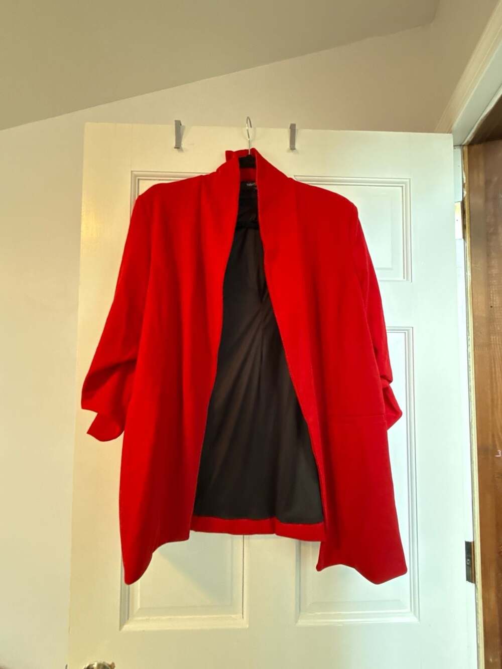 Grace Elements Vibrant Red 3/4 Sleeve Open Front Cardigan Jacket